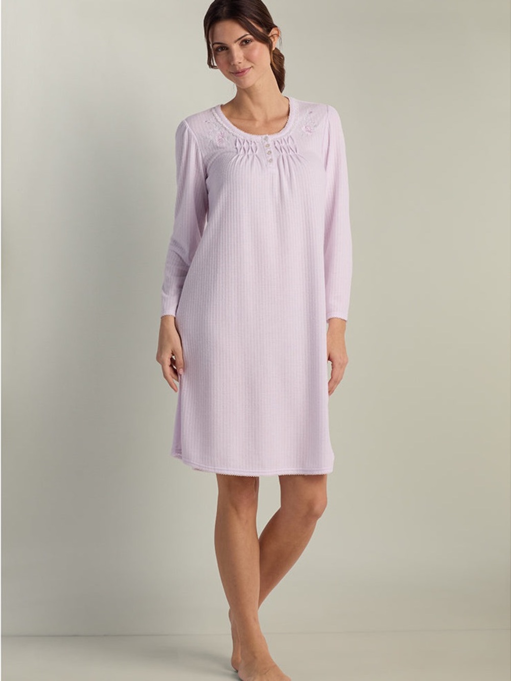 Miss Elaine Cuddleknit Honeycomb Lavender Nightgown Petite Small NEW